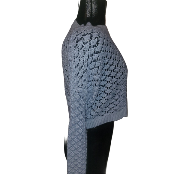 Streetwear Society Pale Blue Cropped Open Knit Sweater XS - Picture 4 of 7